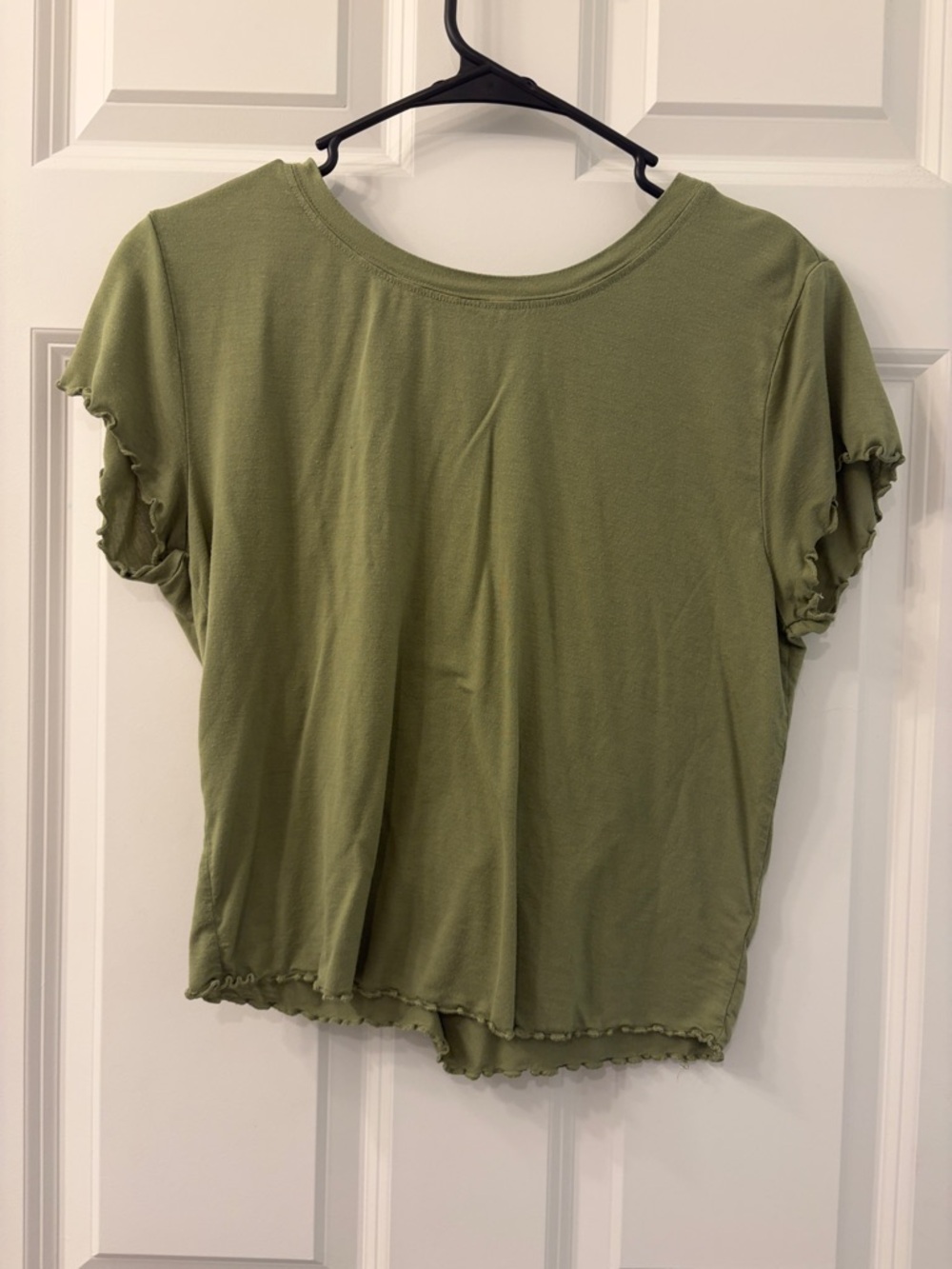 Abound Olive Green Ruffle-Edge Short Sleeve Tee